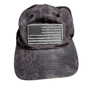 Black Distressed Military American Flag Hat